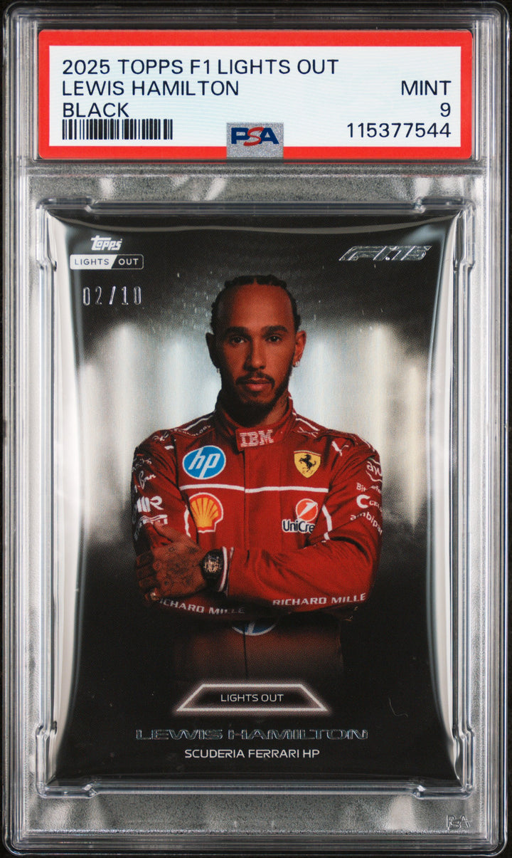 PSA 9 - 02/10 Black POP1 - Lewis Hamilton - 2025 Topps Lights Out - 75th Anniversary