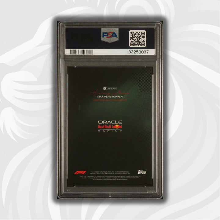 PSA 10 - 13/49 - Max Verstappen #LO22 - 2022 Topps F1 Lights Out - History Maker Most Wins in a Season