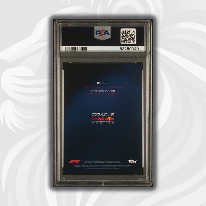 PSA 8 - 03/15 Max Verstappen - History Maker Most Wins in a Season - 2022 Lights Out - Purple