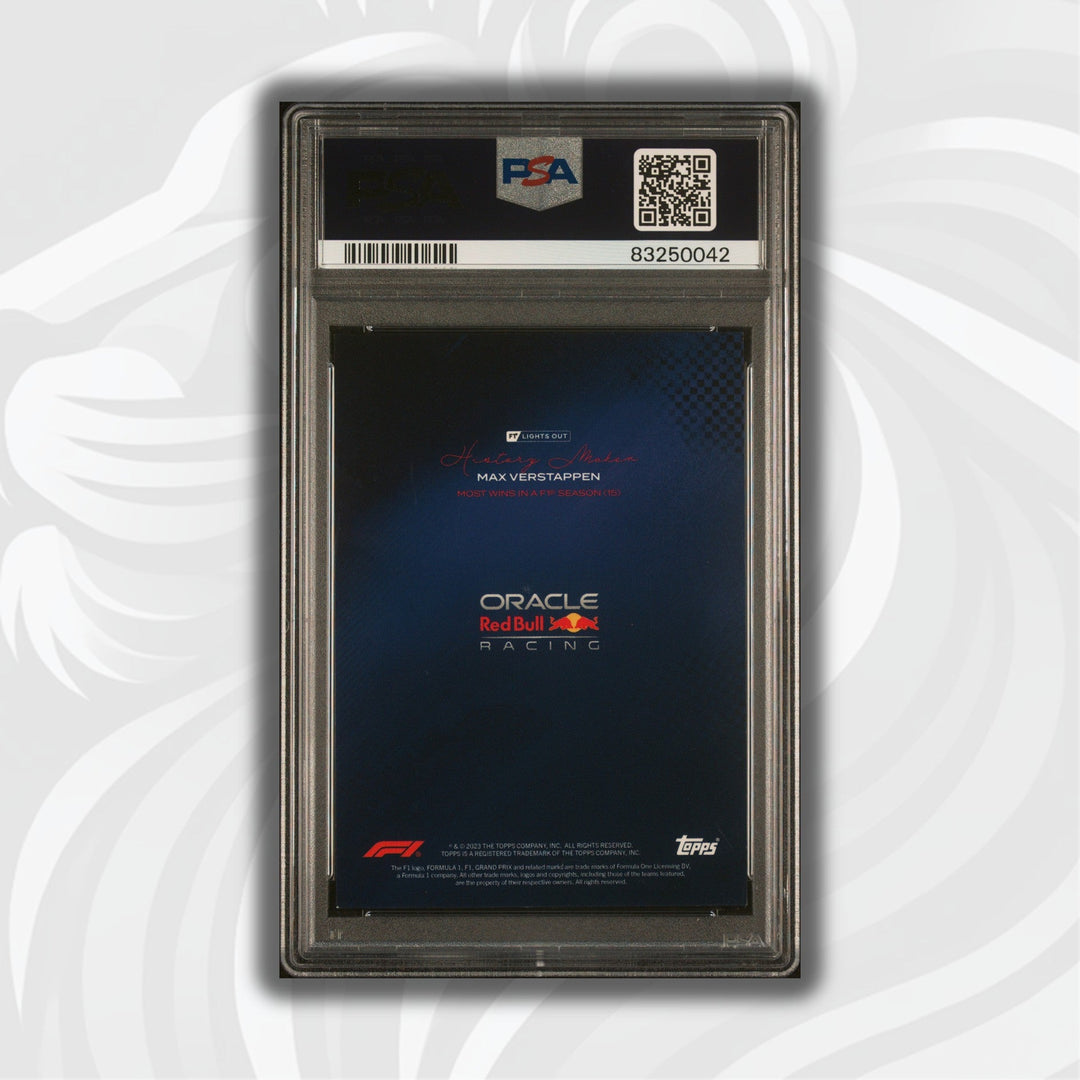 PSA 8 - 10/15 Max Verstappen - History Maker Most Wins in a Season - 2022 Lights Out - Purple