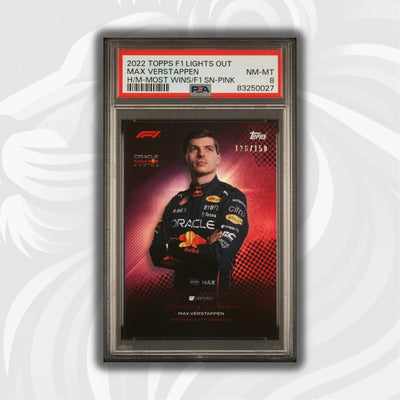 PSA 8 - 126/150 Max Verstappen - History Maker Most Wins in a Season - 2022 Lights Out - Pink