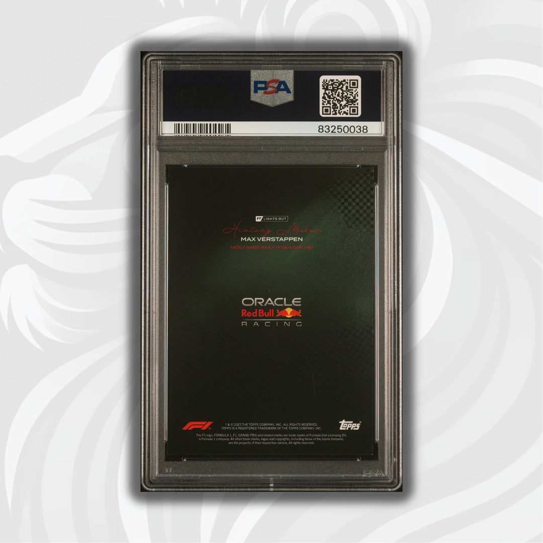 PSA 9 - 10/49 Max Verstappen - History Maker Most Wins in a Season - 2022 Lights Out - Green