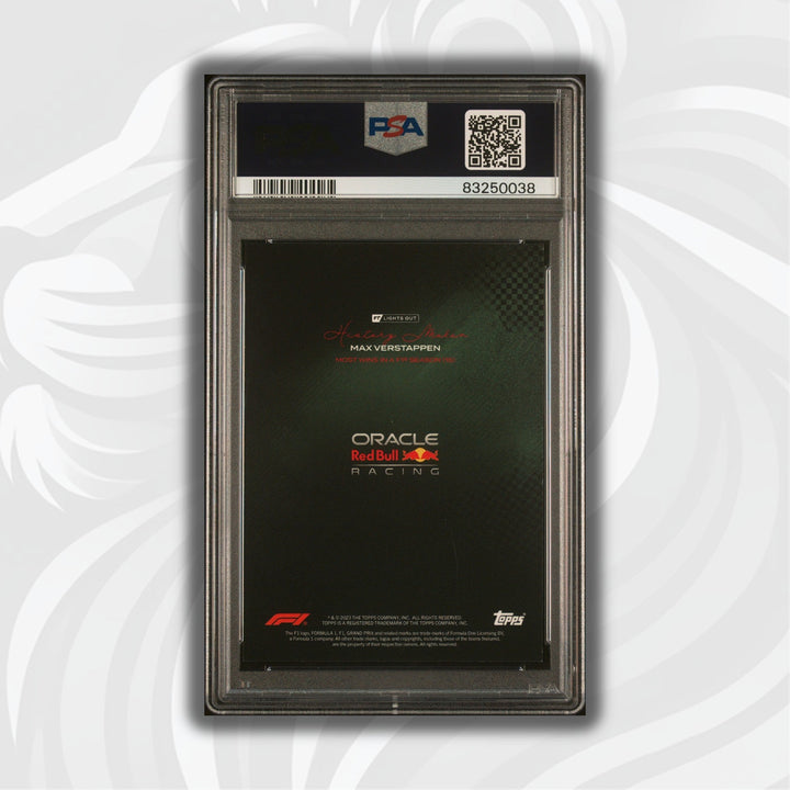 PSA 9 - 10/49 Max Verstappen - History Maker Most Wins in a Season - 2022 Lights Out - Green