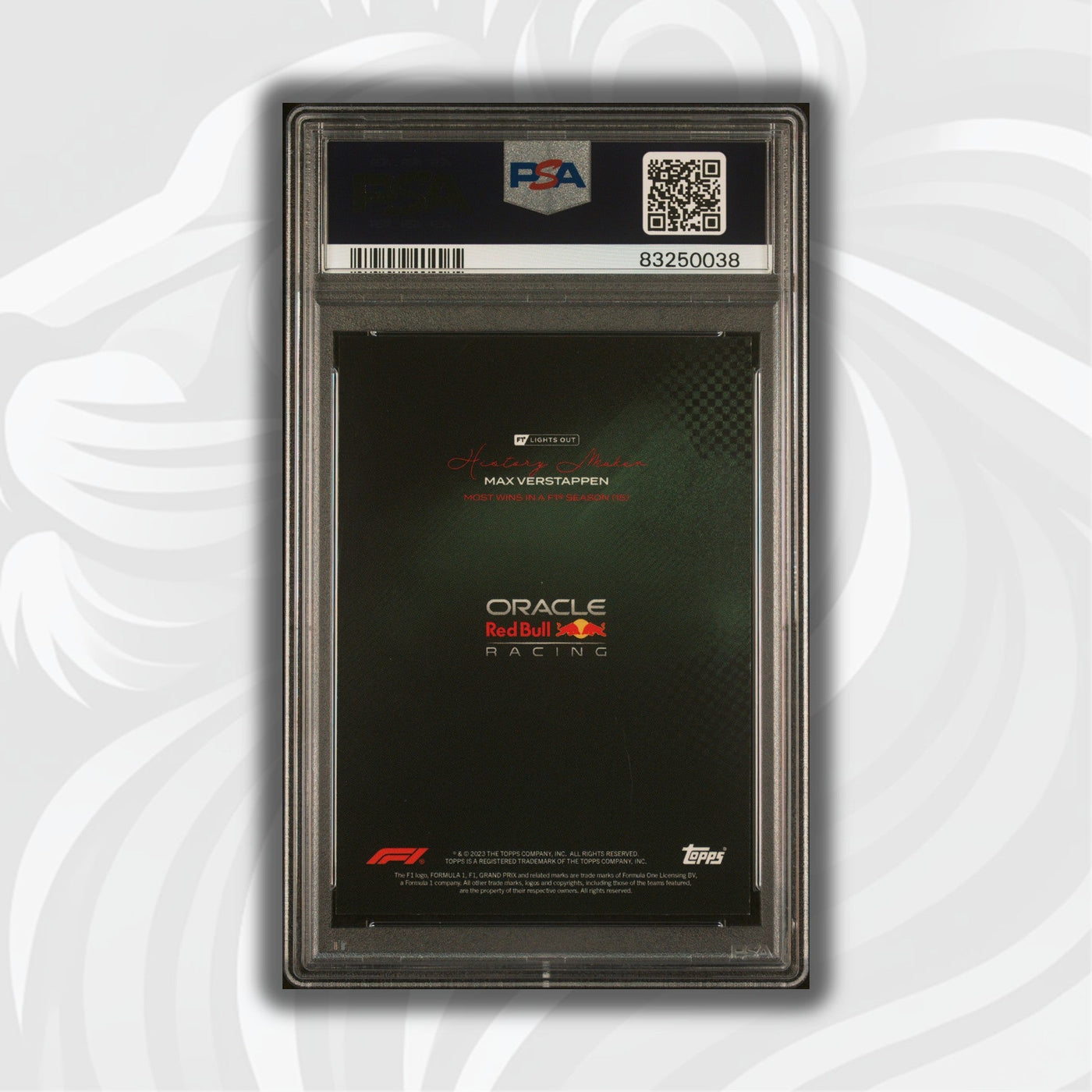 PSA 9 - 10/49 Max Verstappen - History Maker Most Wins in a Season - 2022 Lights Out - Green