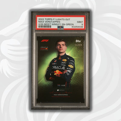 PSA 9 - 10/49 Max Verstappen - History Maker Most Wins in a Season - 2022 Lights Out - Green