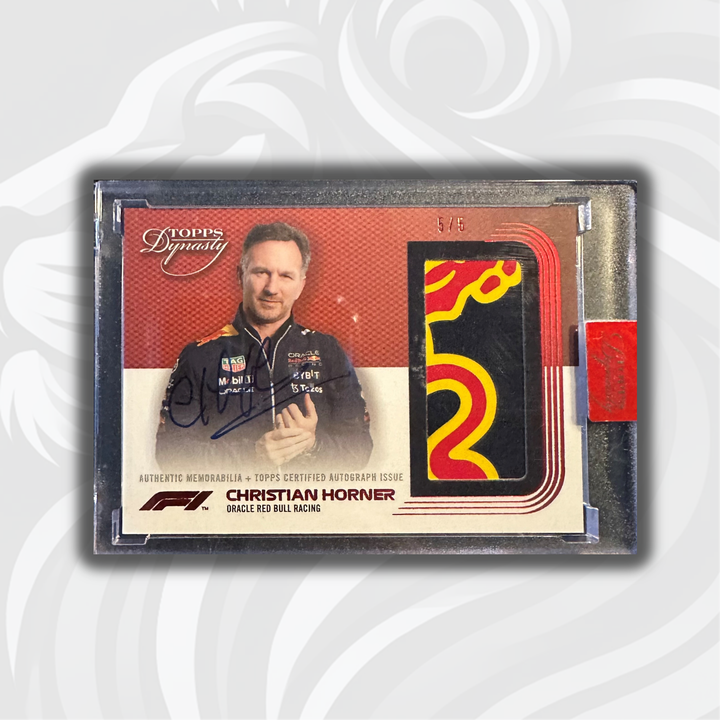 5/5 Red - Christian Horner #DAP-CHI - Dynasty Autograph Patch - 2022 Topps Dynasty F1