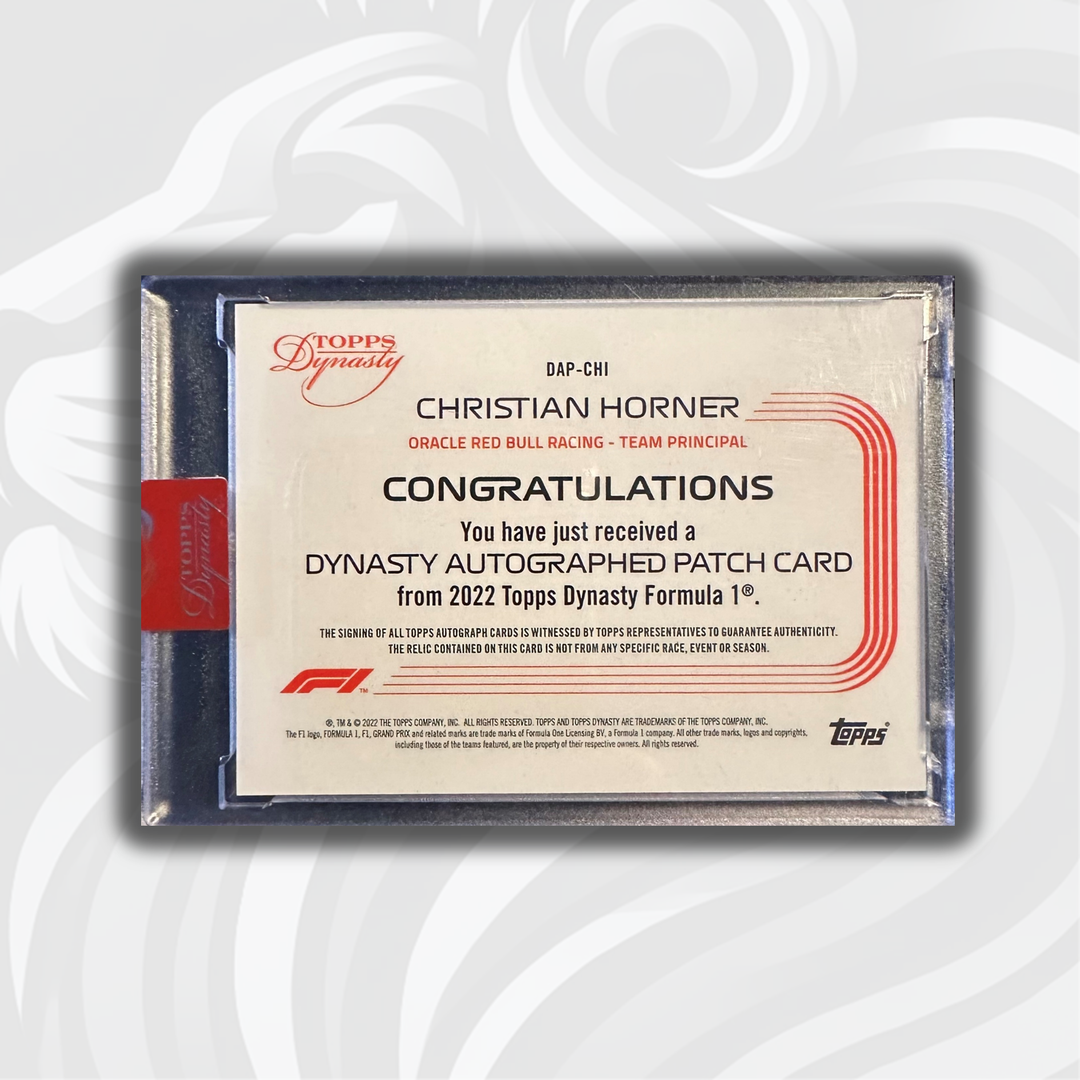 5/5 Red - Christian Horner #DAP-CHI - Dynasty Autograph Patch - 2022 Topps Dynasty F1