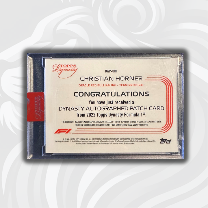 5/5 Red - Christian Horner #DAP-CHI - Dynasty Autograph Patch - 2022 Topps Dynasty F1