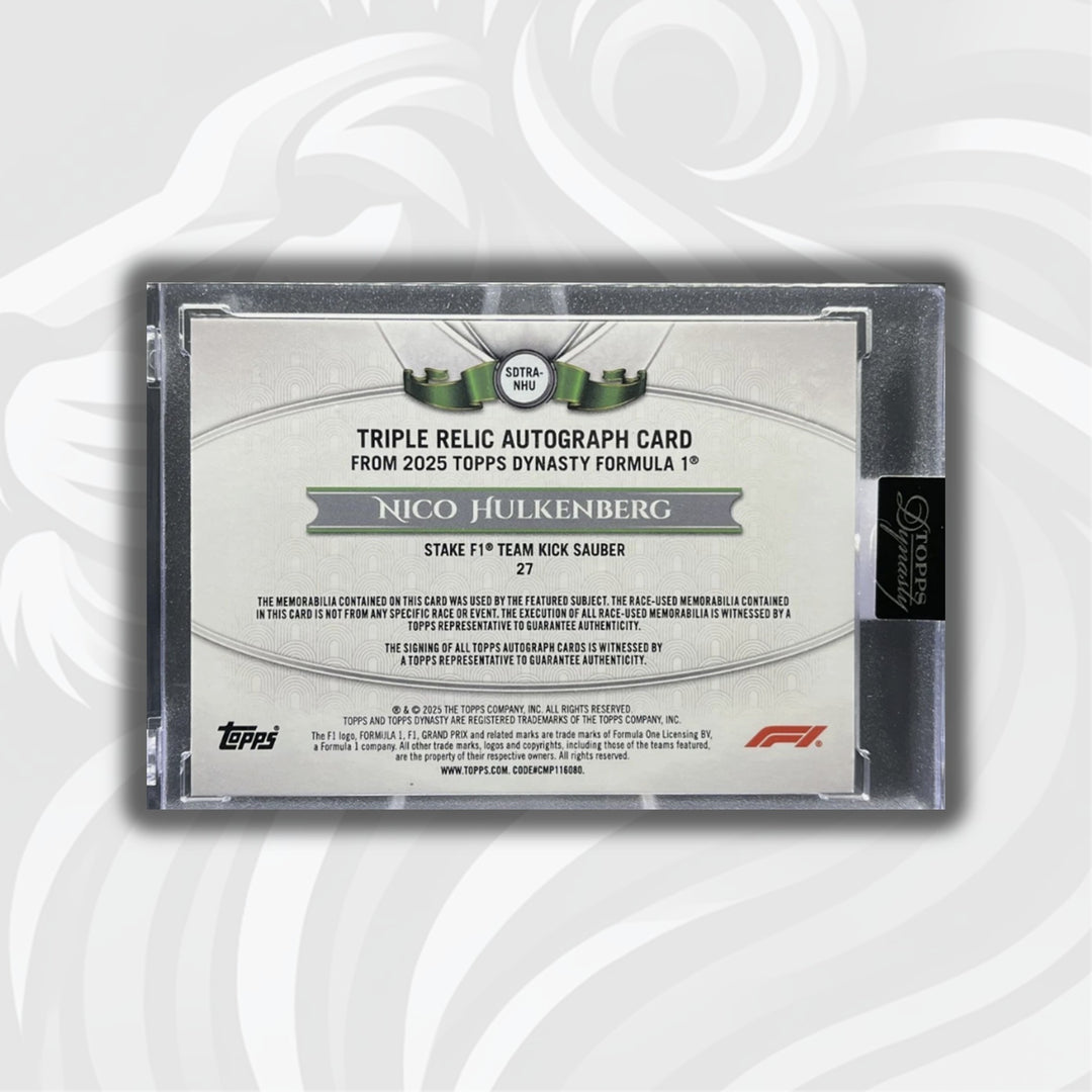 2/5 Nico Hulkenberg #SDTRA-NHU - Triple Relic Autograph - 2025 Topps Dynasty F1 75 - Back