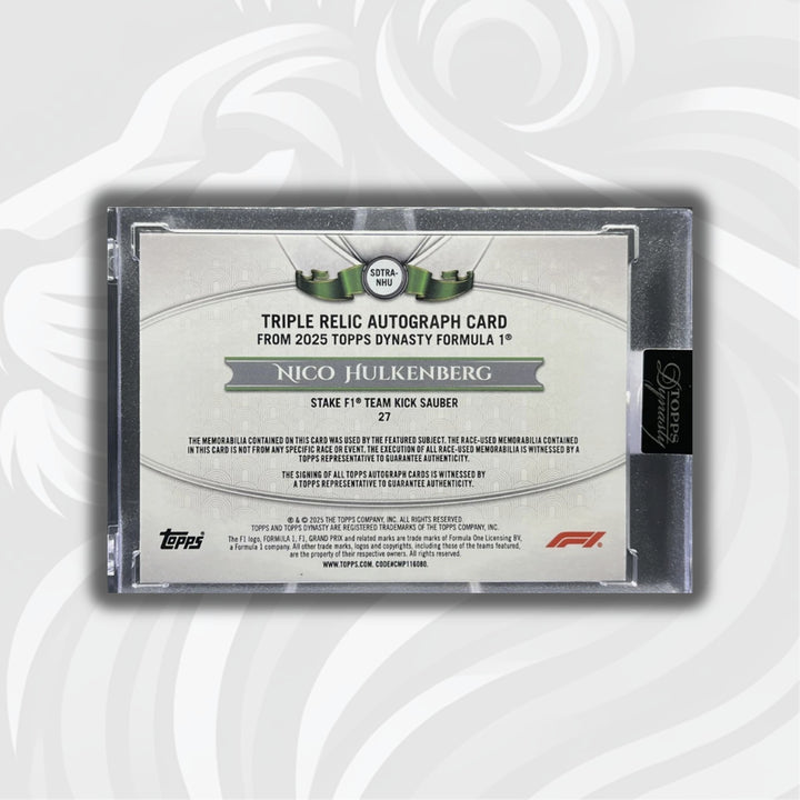 2/5 Nico Hulkenberg #SDTRA-NHU - Triple Relic Autograph - 2025 Topps Dynasty F1 75 - Back