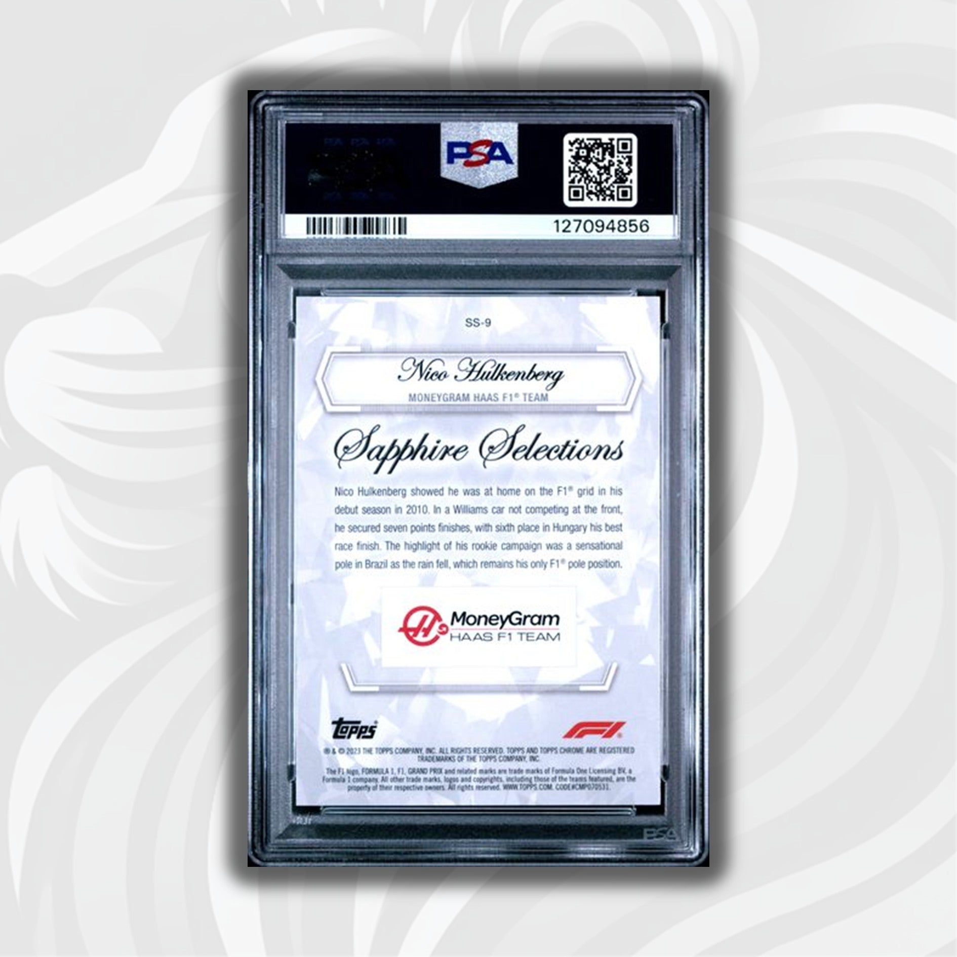2023 Topps Chrome F1 Nico Hulkenberg Sapphire Selections PSA 10