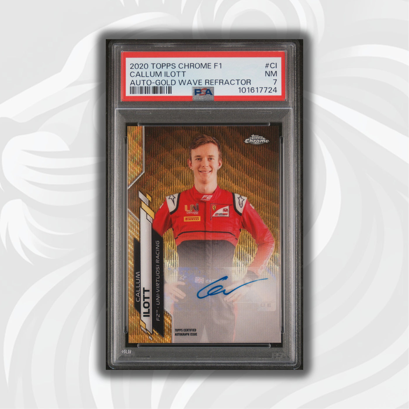PSA 7 - 03/50 Auto - Callum Ilott #F1A-CI - Topps Chrome 2020 - Gold Wave (POP1)