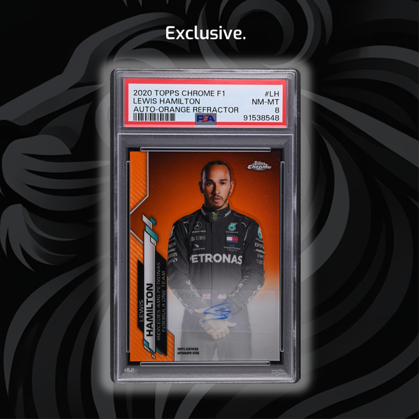 PSA 8 - 22/25 橙色签名 - 刘易斯·汉密尔顿 #F1A-LH - 2020 Topps Chrome F1 (POP3)