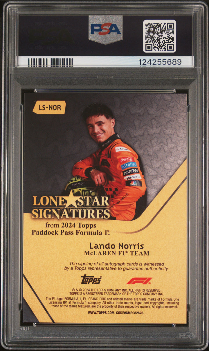 PSA 8 - 3/5 Lando Norris #LS-NOR - Lone Star Signatures - 2024 Topps Paddock Pass F1 - Rainbow