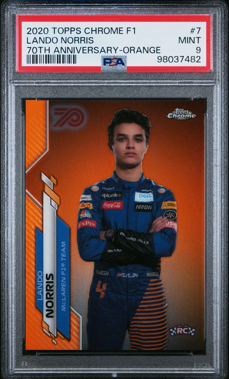 PSA 9 - Lando Norris #7 - 70th Anniversary - Orange - 2020 Topps Chrome F1 - Rookie Card