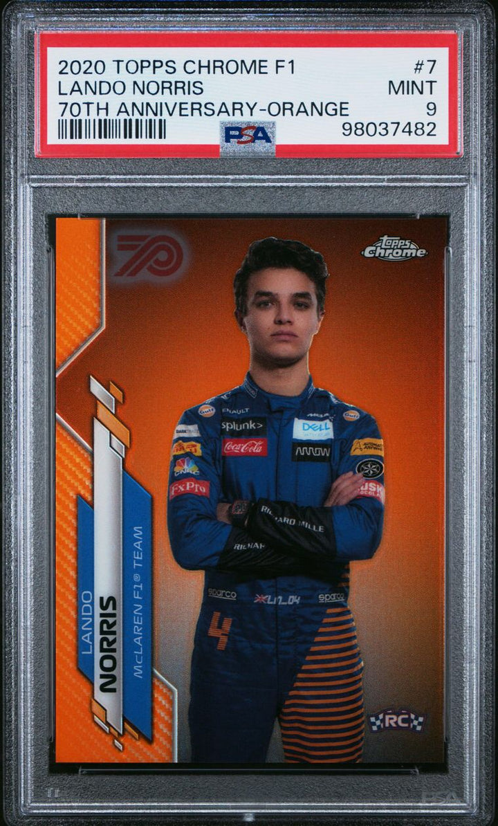 PSA 9 - Lando Norris #7 - 70th Anniversary - Orange - 2020 Topps Chrome F1 - Rookie Card