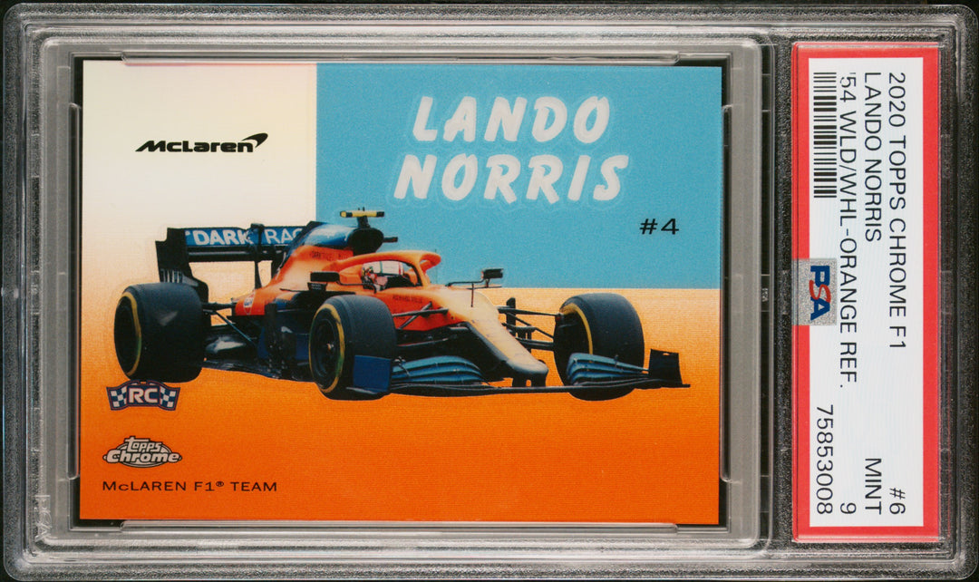 PSA 9 - 21/25 Lando Norris #6 - 54WLD/WHL - 2020 Topps Chrome F1 - Orange - Rookie Card