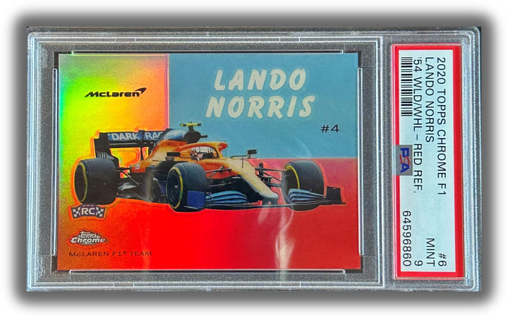 PSA 9 - 5/5 Lando Norris #6 - 54WLD/WHL - 2020 Topps Chrome F1 - Red - Rookie Card