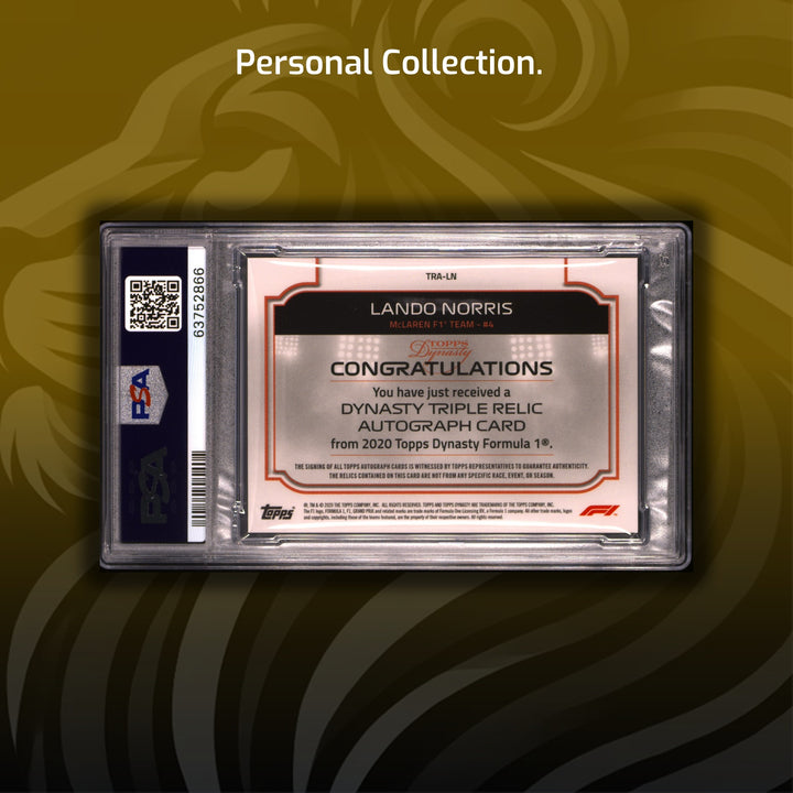 PSA 8 - 4/5 Lando Norris #TRA-LN - Triple Relic Autograph - 2022 Topps Dynasty F1