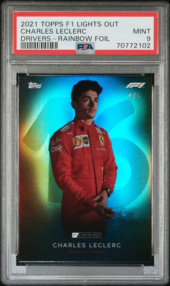 PSA 9 - 4/5 Charles Leclerc - Rainbow Foil - 2021 Topps Lights Out F1