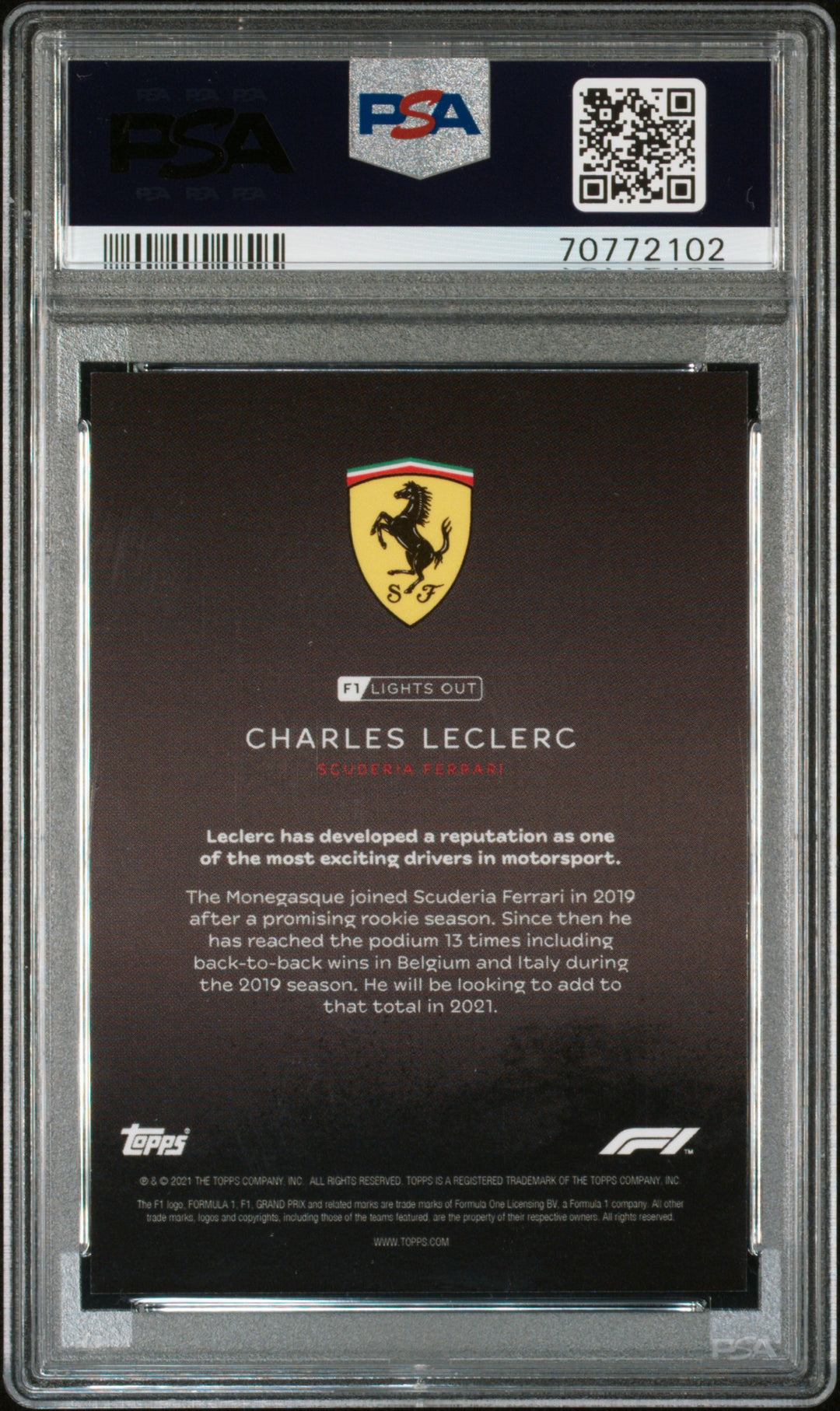 PSA 9 - 4/5 Charles Leclerc - Rainbow Foil - 2021 Topps Lights Out F1