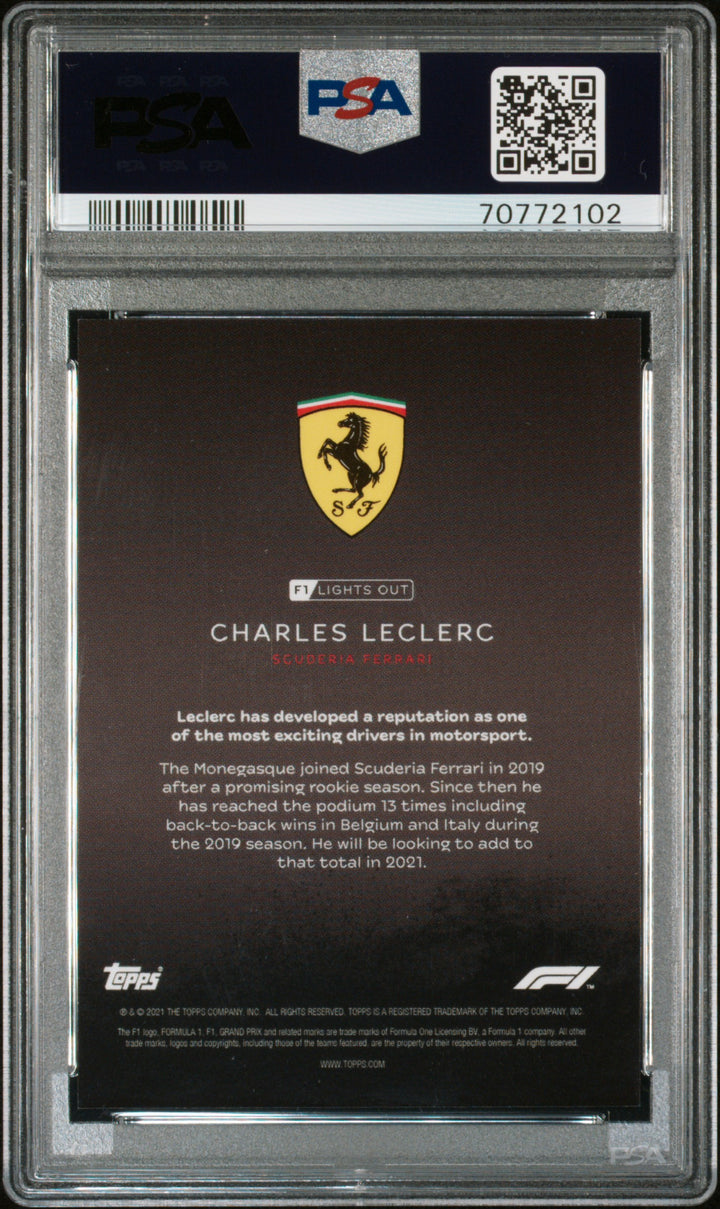 PSA 9 - 4/5 Charles Leclerc - Rainbow Foil - 2021 Topps Lights Out F1