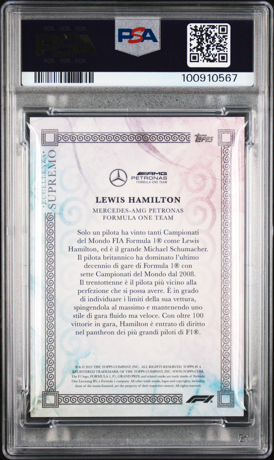 PSA 9 - 1/5 Lewis Hamilton - 2023 Topps Eccellenza F1 - Supremo Gradient