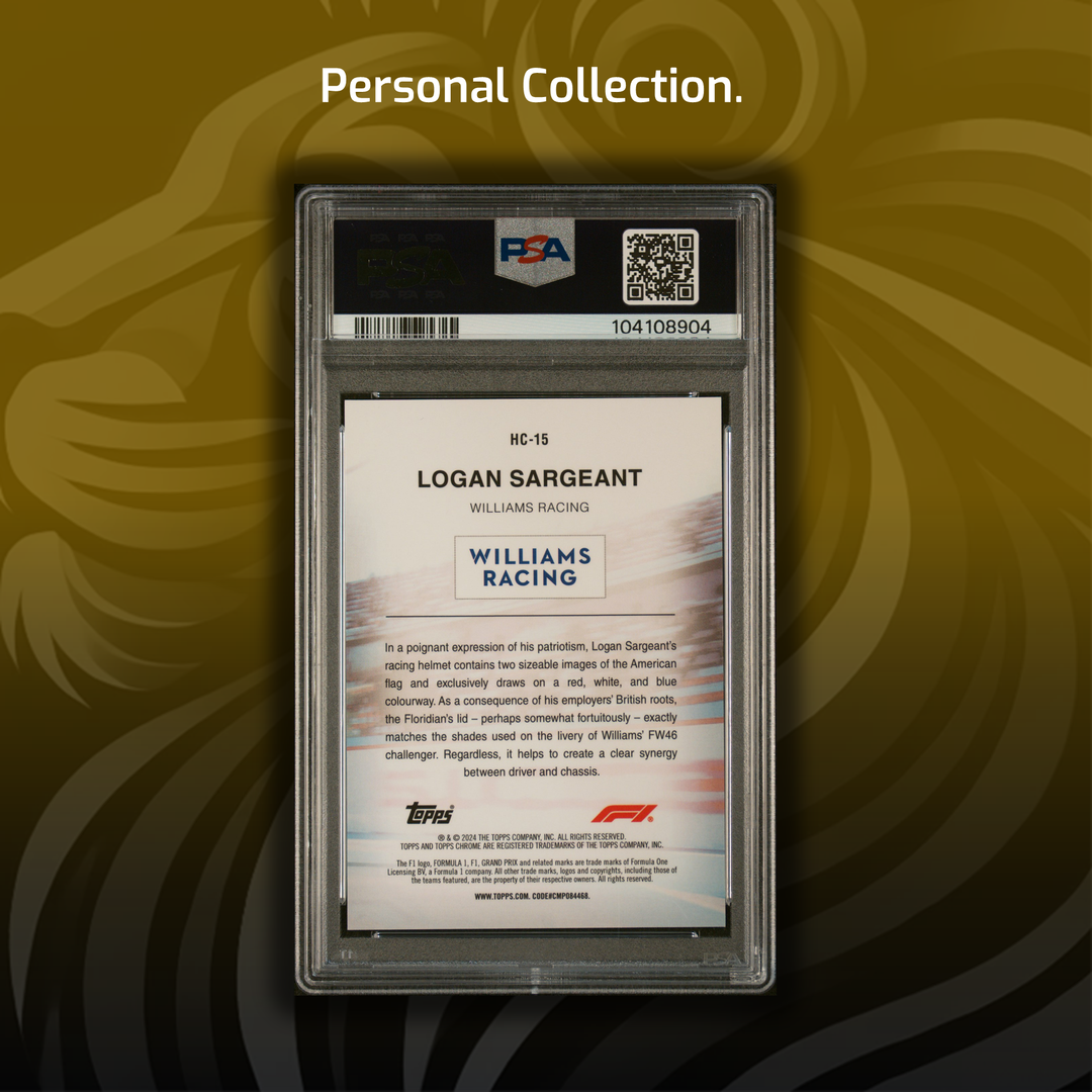 PSA 10 - 1/1 Logan Sargeant #HC-15 - Helmet Padparadscha - 2024 Topps Chrome F1