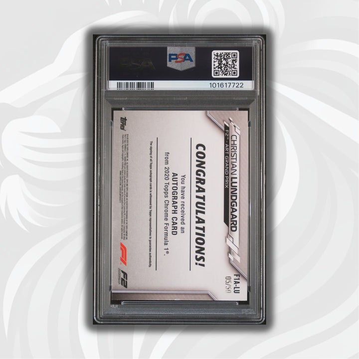 PSA 8 - 05/50 Auto - Christian Lundgaard #F1A-CL - Topps Chrome 2020 - Gold Wave (POP2)