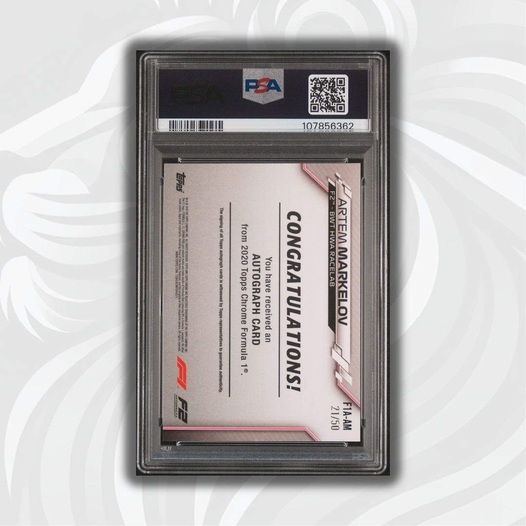 PSA 7 - 21/50 Auto - Artem Markelov #F1A-AM - Topps Chrome 2020 - Gold Wave (POP1, 1 HIGHER)