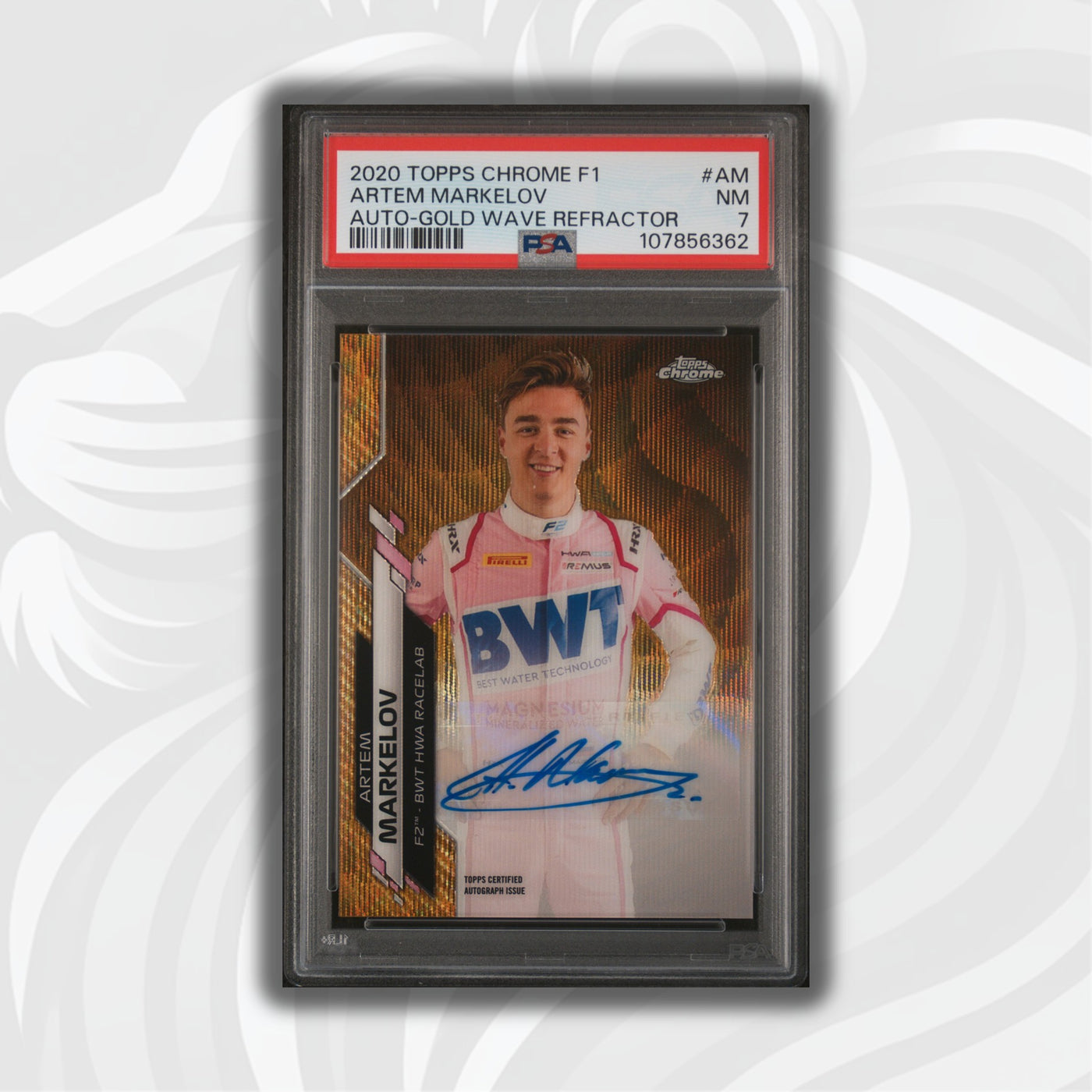 PSA 7 - 21/50 Auto - Artem Markelov #F1A-AM - Topps Chrome 2020 - Gold Wave (POP1, 1 HIGHER)