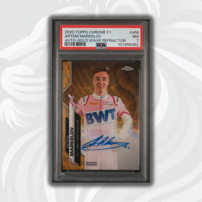 PSA 7 - 21/50 Auto - Artem Markelov #F1A-AM - Topps Chrome 2020 - Gold Wave (POP1, 1 HIGHER)