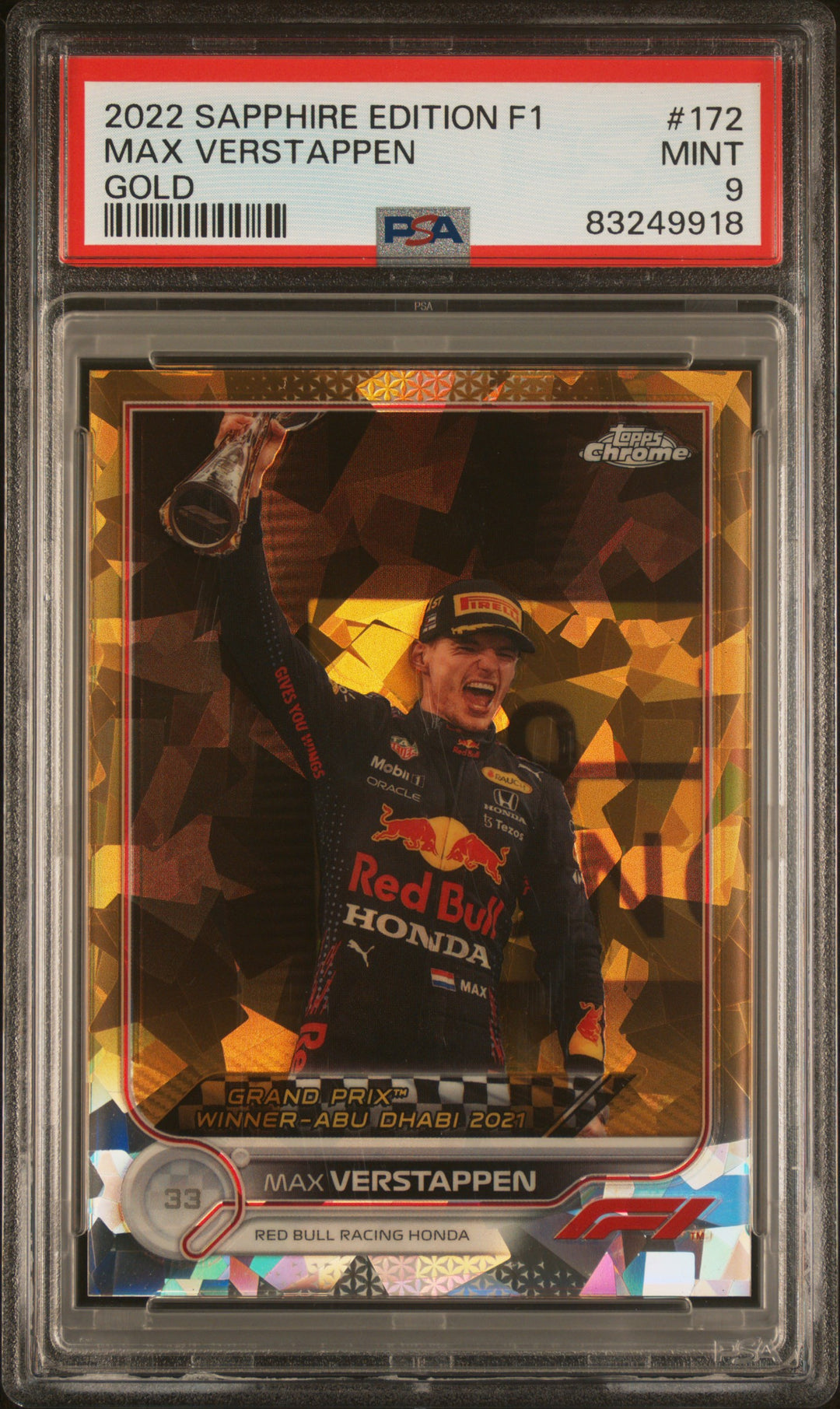 PSA 9 - 06/50 Max Verstappen #172 - Gold - Sapphire - 2022 Topps Chrome F1