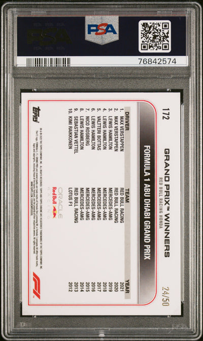 PSA 10 - 24/50 Max Verstappen #172 - Gold Wave Refractor - 2022 Topps Chrome F1
