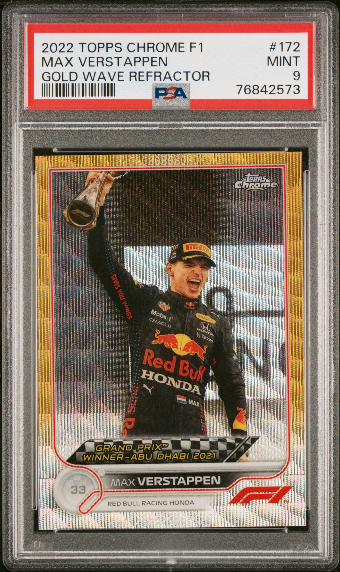 PSA 9 - 02/50 Max Verstappen #172 - Gold Wave Refractor - 2022 Topps Chrome F1
