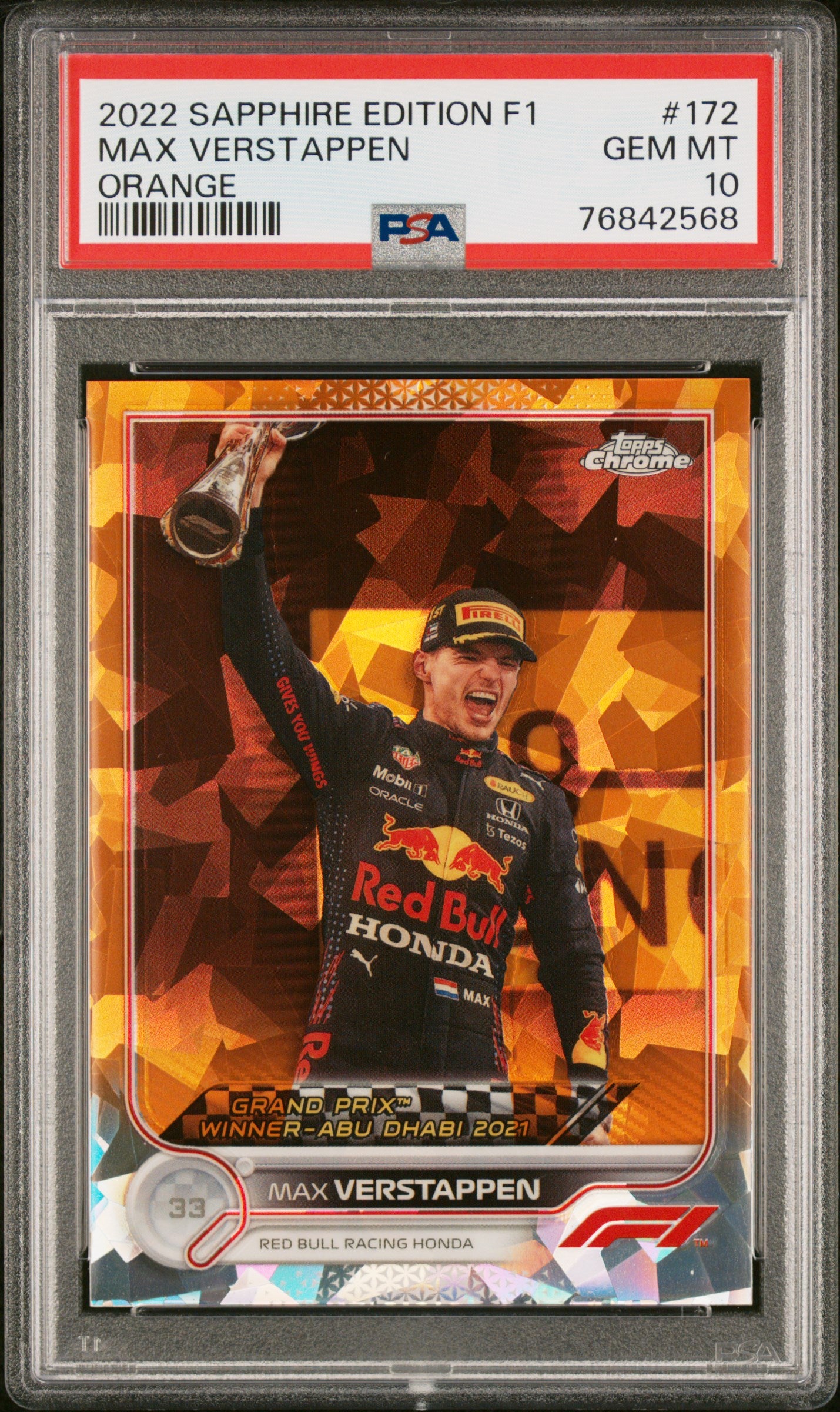 PSA 10 - 10/25 Max Verstappen #172 - Orange - Sapphire - 2022