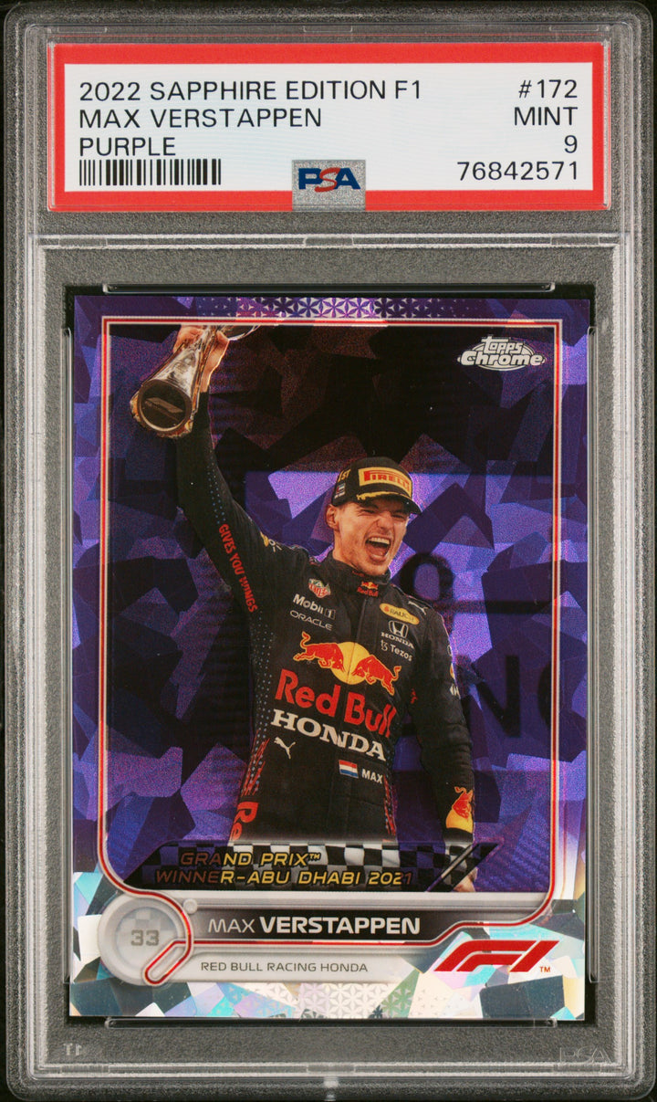 PSA 9 - 02/10 Max Verstappen #172 - Purple - Sapphire - 2022 Topps Chrome F1