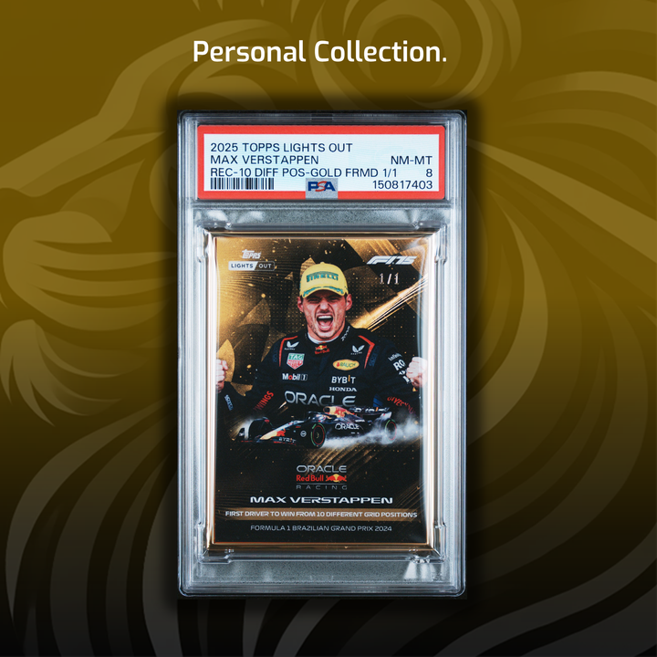 1/1 Gold Frame - Max Verstappen - Record: Grid Position Wins - 2025 Topps Lights Out