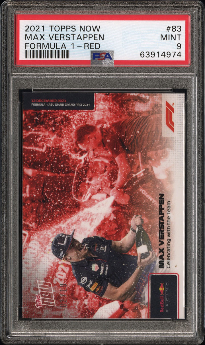 PSA 9 - 02/10 Max Verstappen #83 - Red - 2021 Topps Now F1