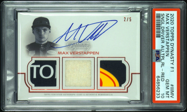 PSA10 - 2/5 - Max Verstappen #IIIMV - 2020 Topps Dynasty - Triple Relic Autograph Card