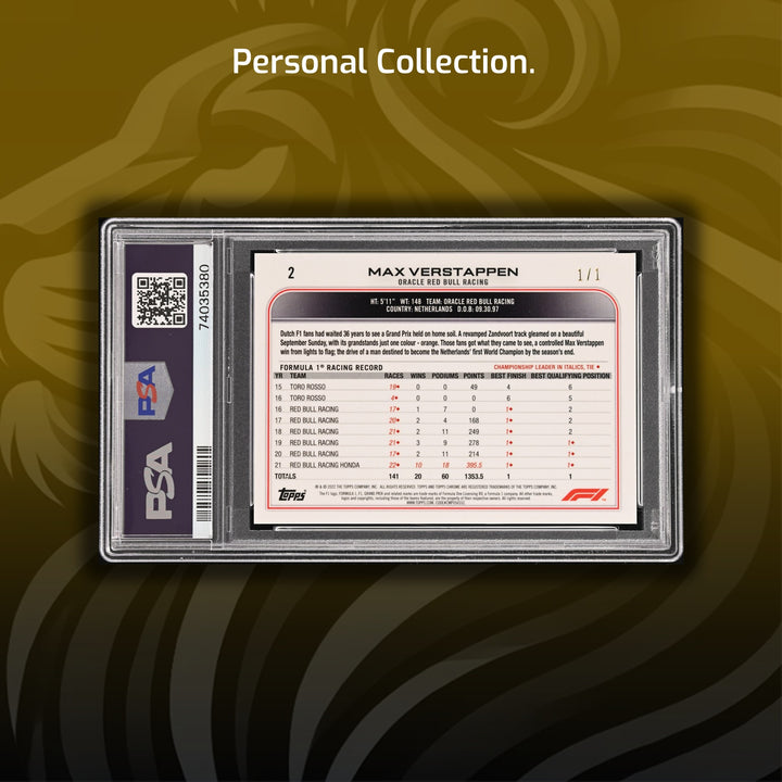 PSA 8 - 1/1 MAX VERSTAPPEN #2 - SAPPHIRE EDITION 2 - SSP - PADPARADSCHA