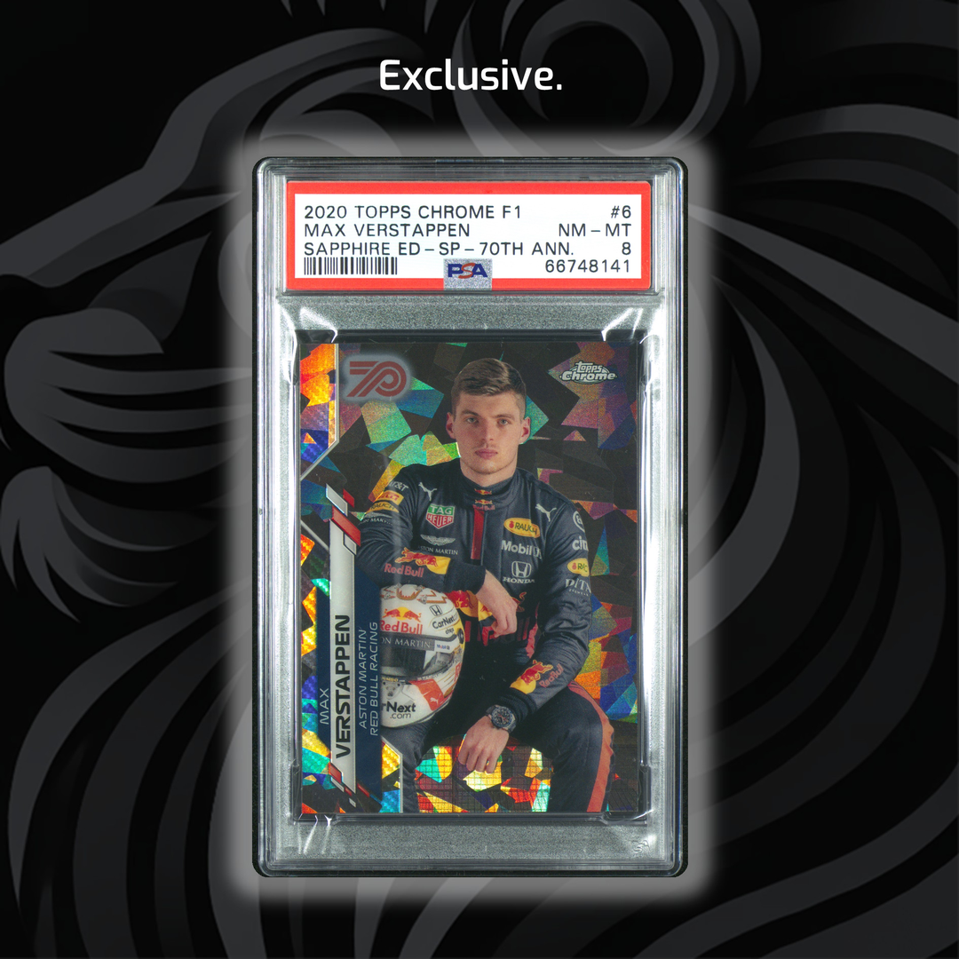 PSA 8 - 40/70 Max Verstappen #6 - 2020 Topps Chrome F1 - Sapphire -SP-70th Ann. - Front