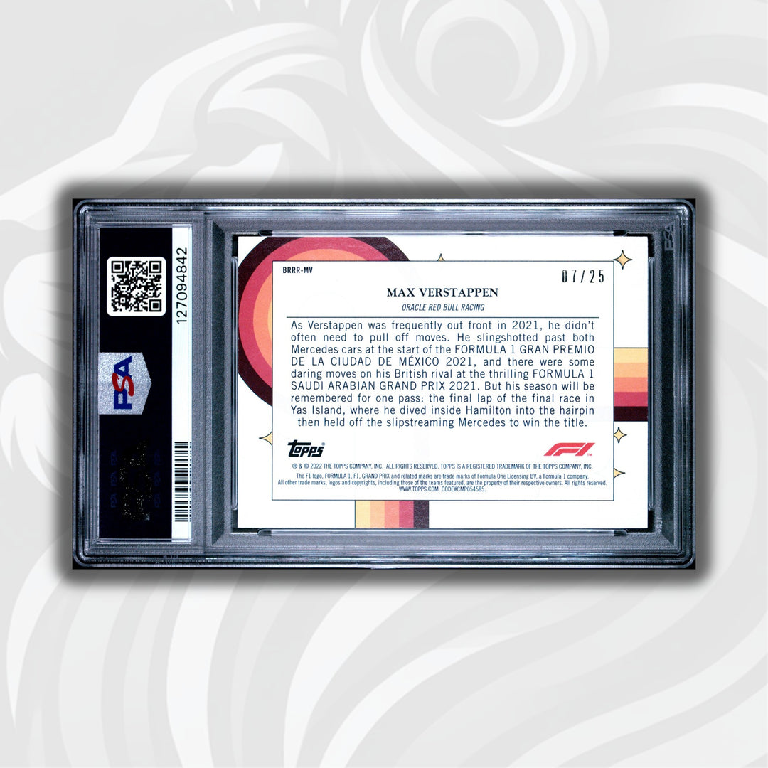 PSA 9 - 07/25 Max Verstappen #BRRR-MV - Bounce Rock Race Roll - Orange - 2022 Topps Formula 1