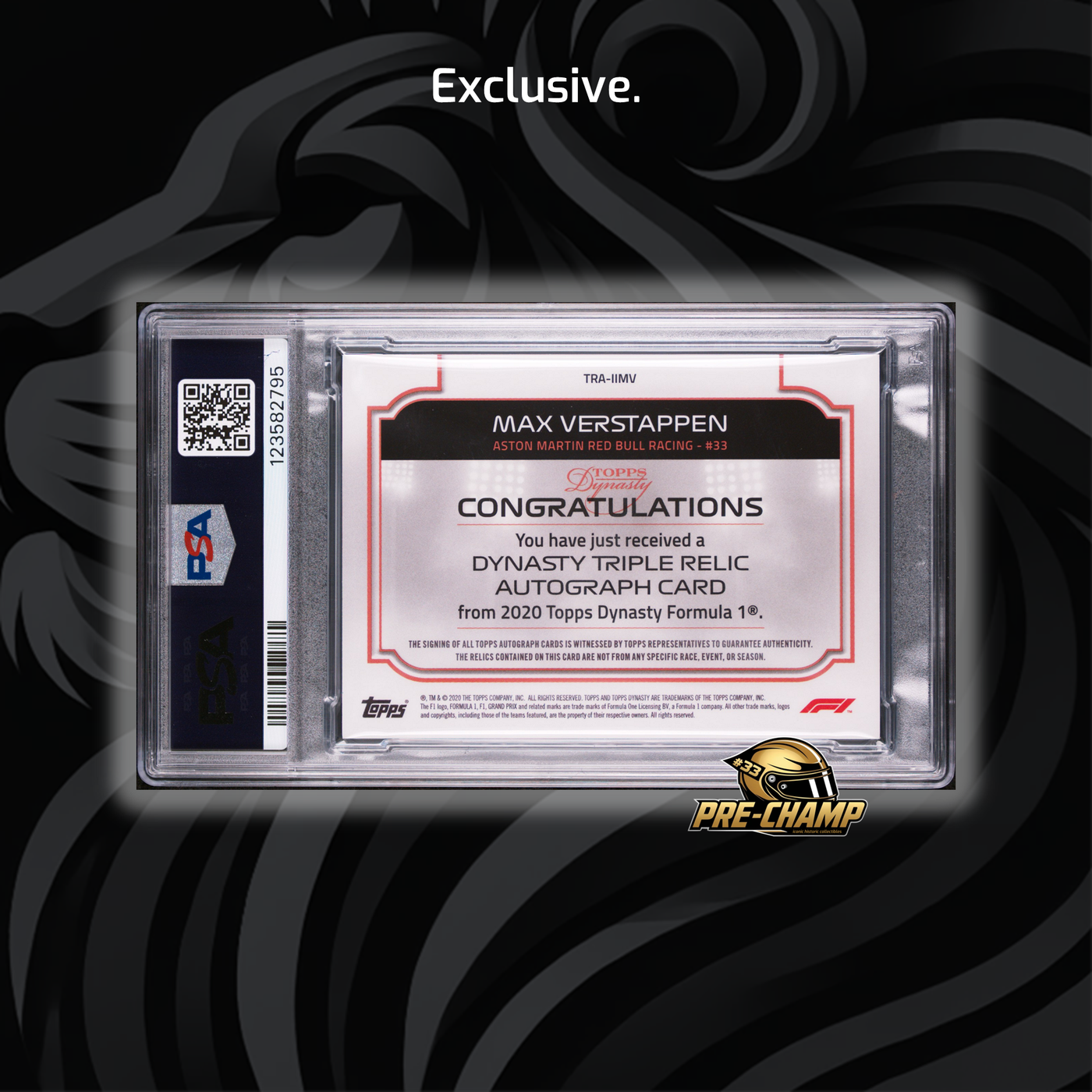 PSA8 - 10/10 - Max Verstappen #TRA-IIMV - 2020 Topps Dynasty - Triple Relic Autograph (POP1, 1 HIGHER)