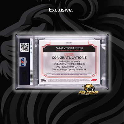 PSA8 - 10/10 - Max Verstappen #TRA-IIMV - 2020 Topps Dynasty - Triple Relic Autograph (POP1, 1 HIGHER)