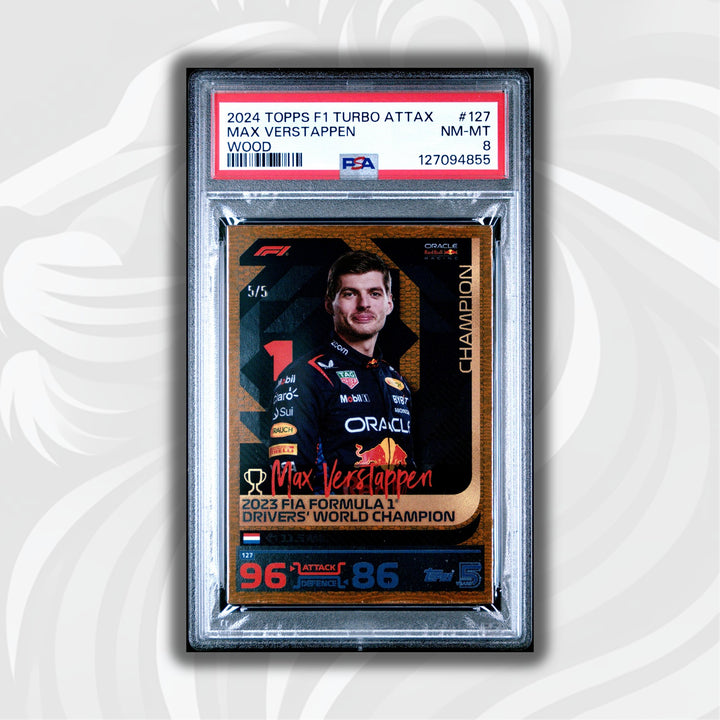 PSA 8 - 5/5 Max Verstappen #127 - Wood - Champion - 2024 Topps Turbo Attax F1