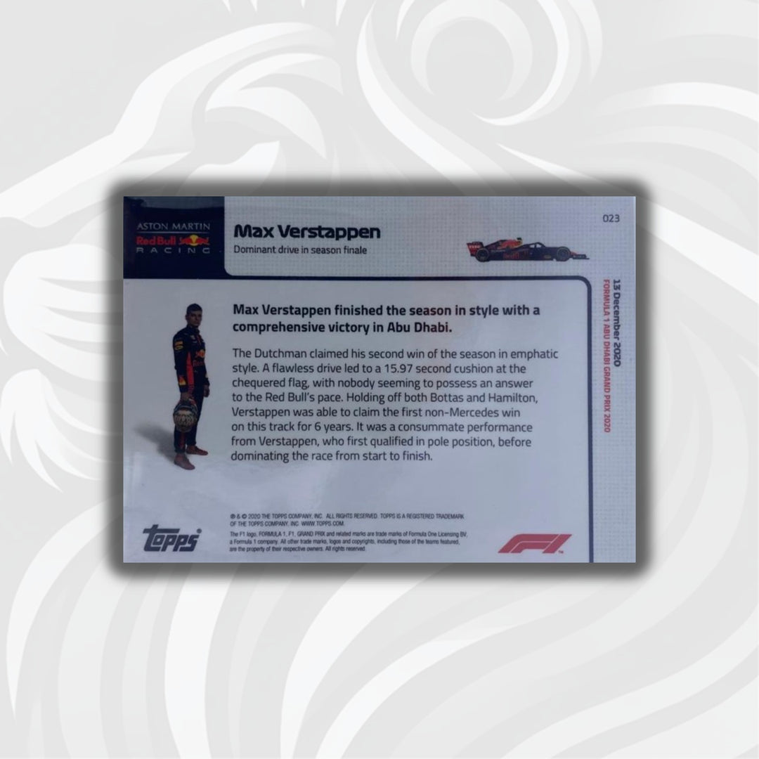 Max Verstappen #23 - Dominant drive in season final - Topps Now 2020