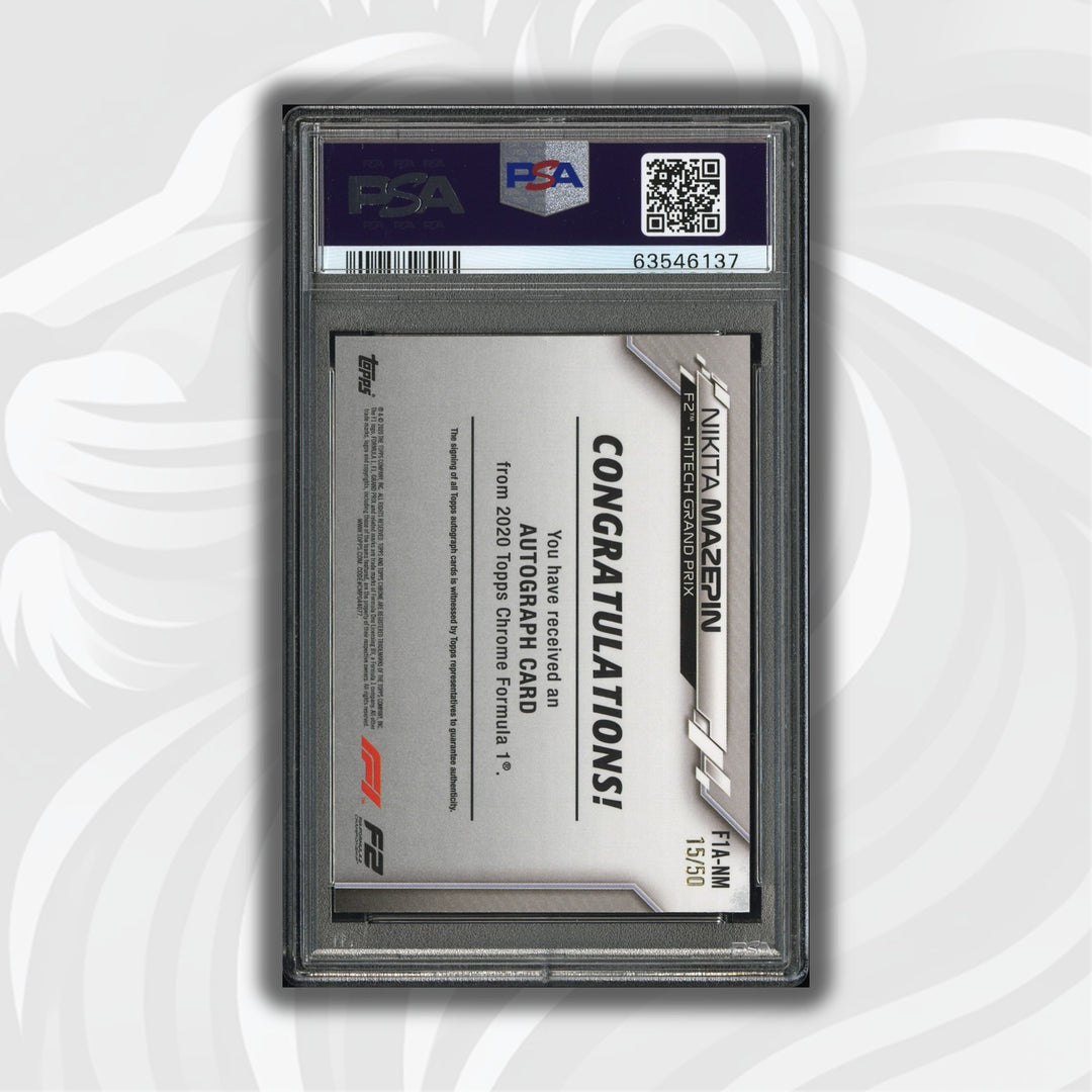 PSA 7/9 - 15/50 Auto - Nikita Mazepin #F1A-NM - Topps Chrome 2020 - Gold Wave (POP2)
