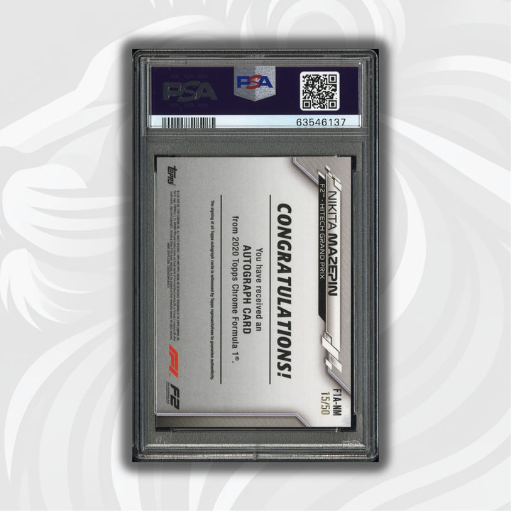 PSA 7/9 - 15/50 Auto - Nikita Mazepin #F1A-NM - Topps Chrome 2020 - Gold Wave (POP2)