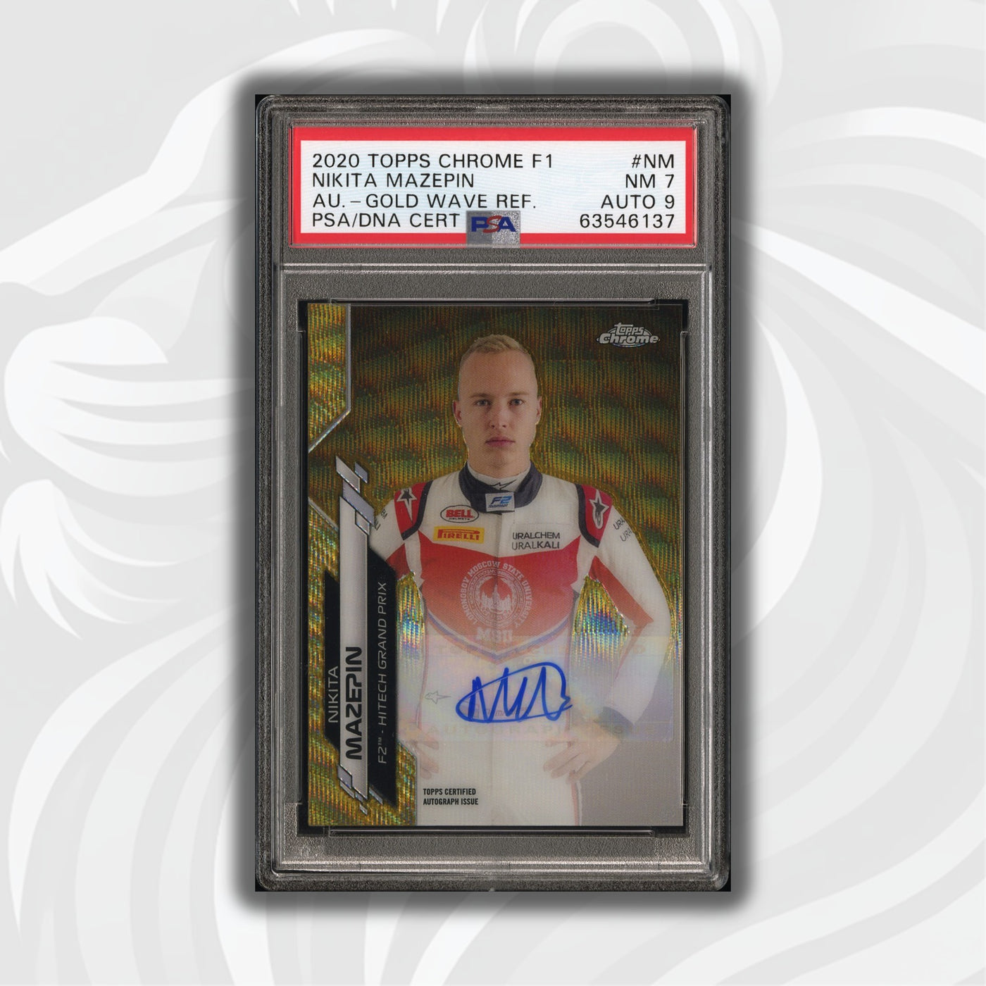PSA 7/9 - 15/50 Auto - Nikita Mazepin #F1A-NM - Topps Chrome 2020 - Gold Wave (POP2)